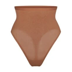 SHEER SCULPT HIGH-WAISTED THONG | BRONZE